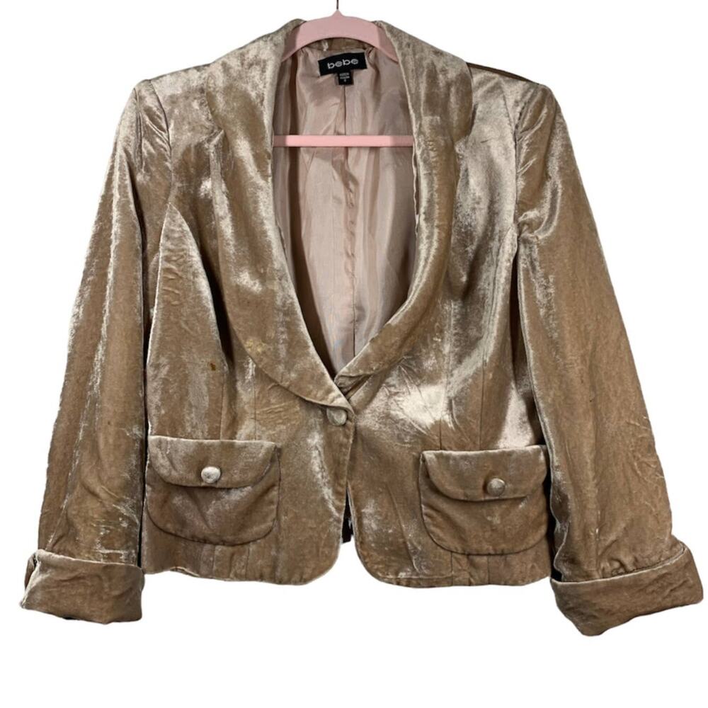 BEBE Beige Soft Long Sleeve Button Blazer Size 8